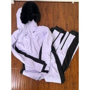 NWT Gsou Snow Classic Faux-Fur Trim Dawn Ski Suit One Piece Purple SZ M
